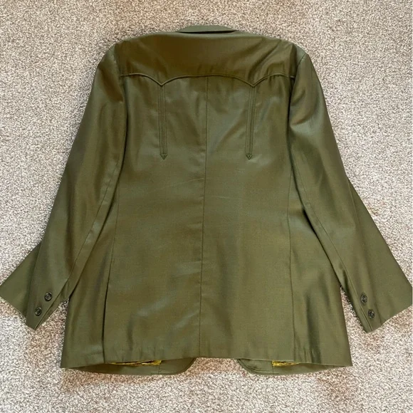 Vintage Lasso Western Jacket, 44R, Olive Green, Wool & Silk, 70s, Retro, Cowboy - Picture 4 of 10